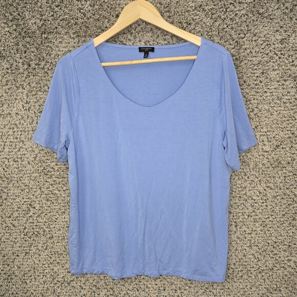 Talbots Top Womens Plus 1X Blue‎ Scoop Neck Short Sleeve Tee Stretch Casual - Picture 1 of 7